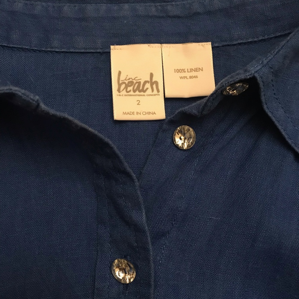 Blue Linen Blouse - Picture 3 of 3